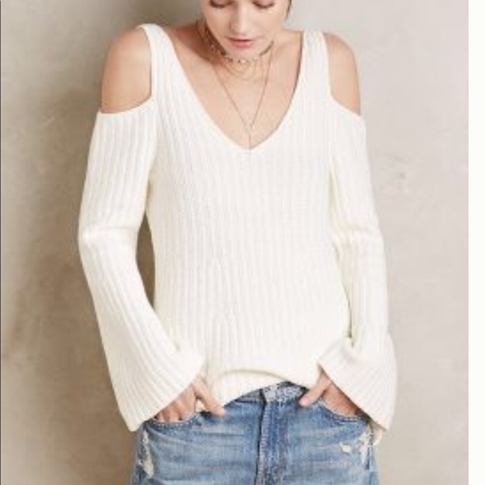 Anthropologie Open Shoulder Sweater